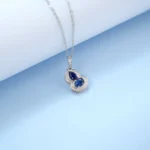 925 Silver Lab-Created Blue Sapphire Necklace - Model ZHF-P1651B - Image 2
