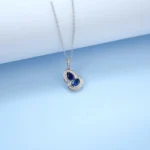 925 Silver Lab-Created Blue Sapphire Necklace - Model ZHF-P1651B - Image 3