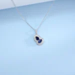 925 Silver Lab-Created Blue Sapphire Necklace - Model ZHF-P1651B - Image 5