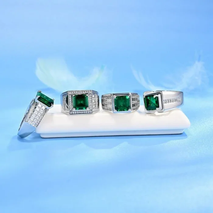 Lab-Created Emerald Ring in 925 Silver - Model A73-R2020881 - Image 3