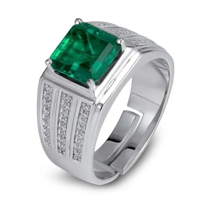 Lab-Created Emerald Ring in 925 Silver - Model A73-R2020881 - Image 1