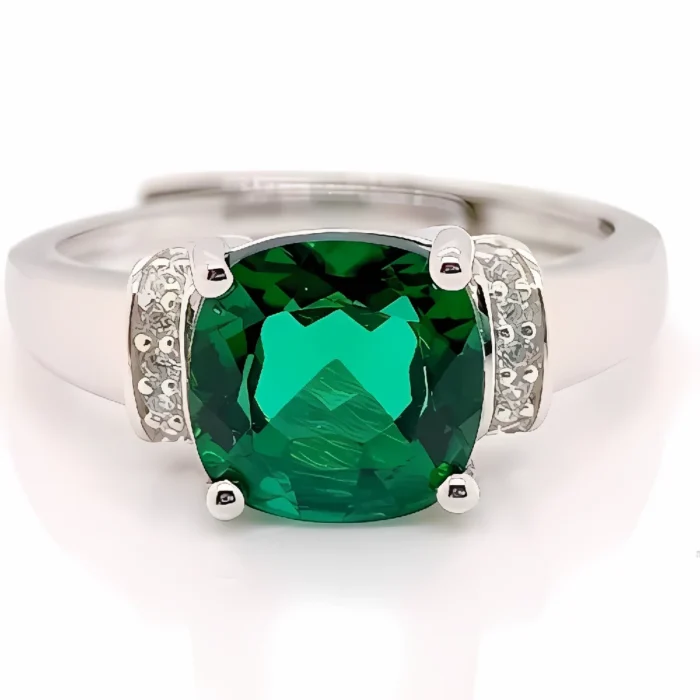 Lab-Created Emerald Ring in 925 Silver - Model A73-R2020977 - Image 1