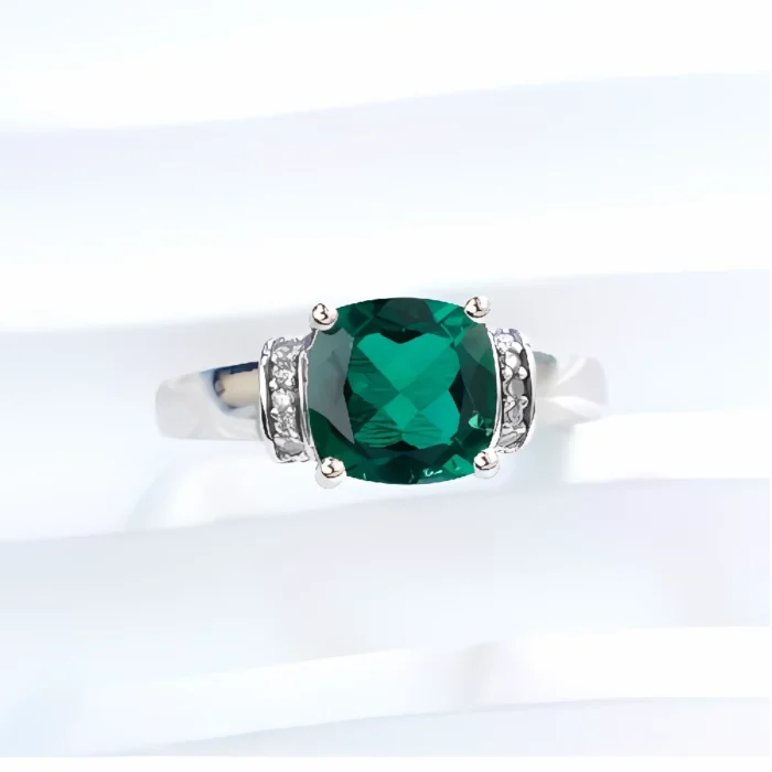 Lab-Created Emerald Ring in 925 Silver - Model A73-R2020977 - Image 2
