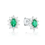 925 Silver Lab-Created Emerald Earrings - Model A73-E2020114 - Image 3