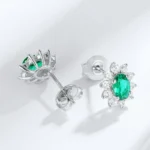925 Silver Lab-Created Emerald Earrings - Model A73-E2020114 - Image 4