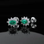 925 Silver Lab-Created Emerald Earrings - Model A73-E2020114 - Image 5