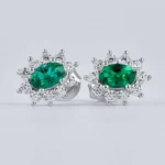 925 Silver Lab-Created Emerald Earrings - Model A73-E2020114 - Image 6