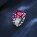 925 Silver Lab-Created Ruby Crown Ring - Model CR02275R - Image 3