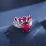 925 Silver Lab-Created Ruby Crown Ring - Model CR02275R - Image 2