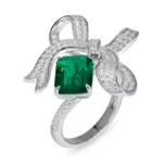 925 Silver Lab-Created Emerald Ring - Model CR02291