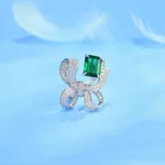 925 Silver Lab-Created Emerald Ring - Model CR02291 - Image 2