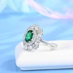 925 Silver Lab-Created Emerald Ring - Model H04 - Image 4