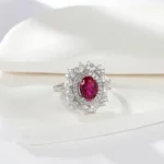 925 Silver Lab-Created Ruby Ring - Model H04R - Image 4