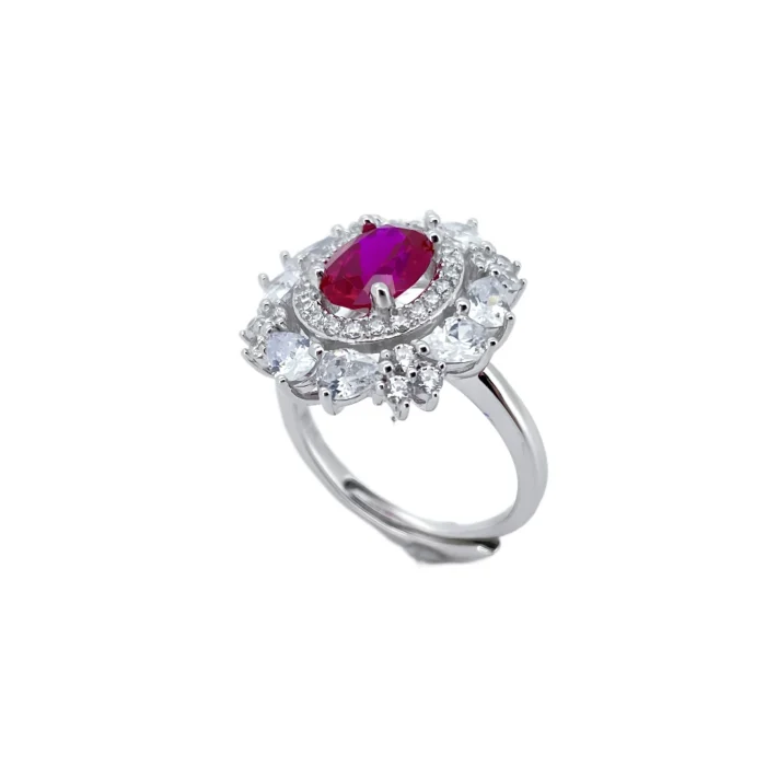 925 Silver Lab-Created Ruby Ring - Model H04R - Image 3