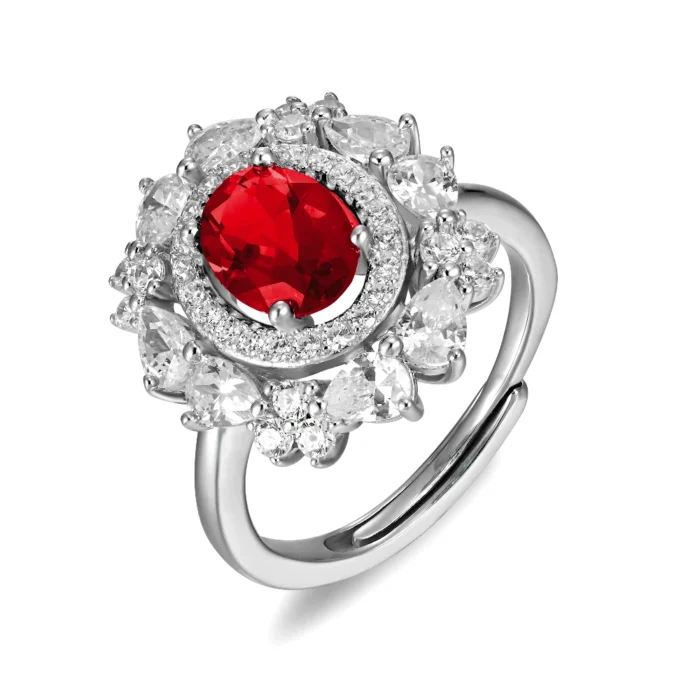 925 Silver Lab-Created Ruby Ring - Model H04R - Image 1