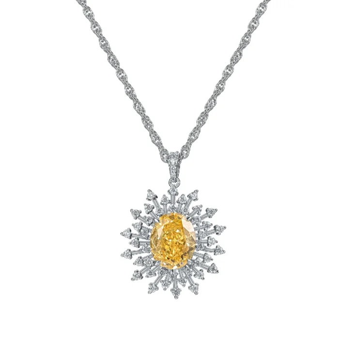 925 Silver Yellow Cubic Zirconia Pendant - Model P-039Y (Chain Not Included) - Image 1