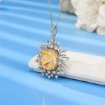 925 Silver Yellow Cubic Zirconia Pendant - Model P-039Y (Chain Not Included) - Image 2
