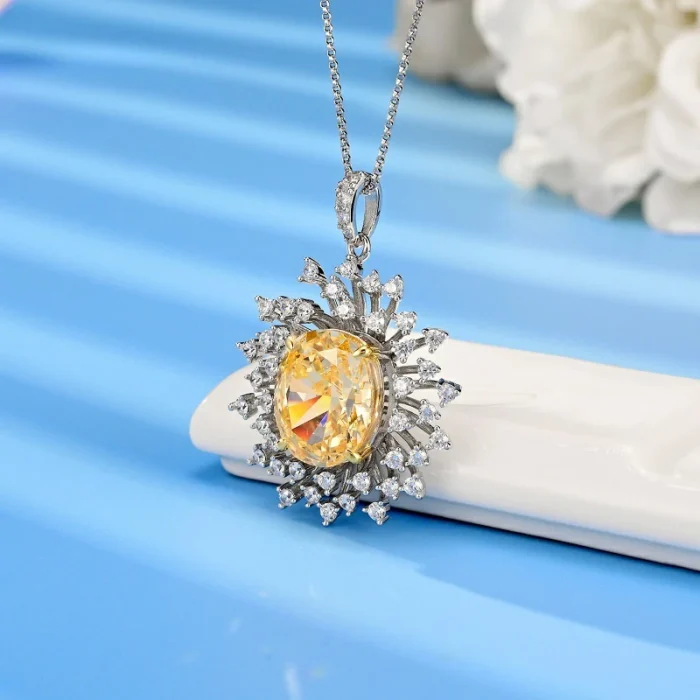 925 Silver Yellow Cubic Zirconia Pendant - Model P-039Y (Chain Not Included) - Image 2
