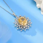 925 Silver Yellow Cubic Zirconia Pendant - Model P-039Y (Chain Not Included) - Image 3