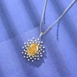 925 Silver Yellow Cubic Zirconia Pendant - Model P-039Y (Chain Not Included) - Image 4