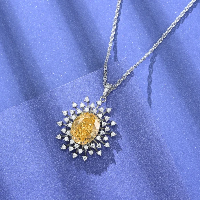 925 Silver Yellow Cubic Zirconia Pendant - Model P-039Y (Chain Not Included) - Image 4