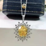 925 Silver Yellow Cubic Zirconia Pendant - Model P-039Y (Chain Not Included) - Image 5