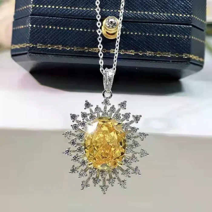 925 Silver Yellow Cubic Zirconia Pendant - Model P-039Y (Chain Not Included) - Image 5