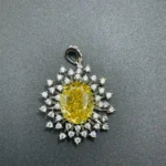 925 Silver Yellow Cubic Zirconia Pendant - Model P-039Y (Chain Not Included) - Image 6