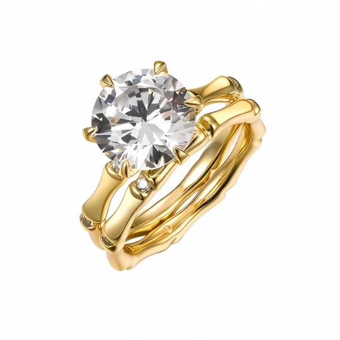 Yellow Cubic Zirconia Ring in 925 Silver - Model R-091 - Image 1
