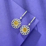 925 Silver Yellow Cubic Zirconia Earrings R0014Y - Image 2
