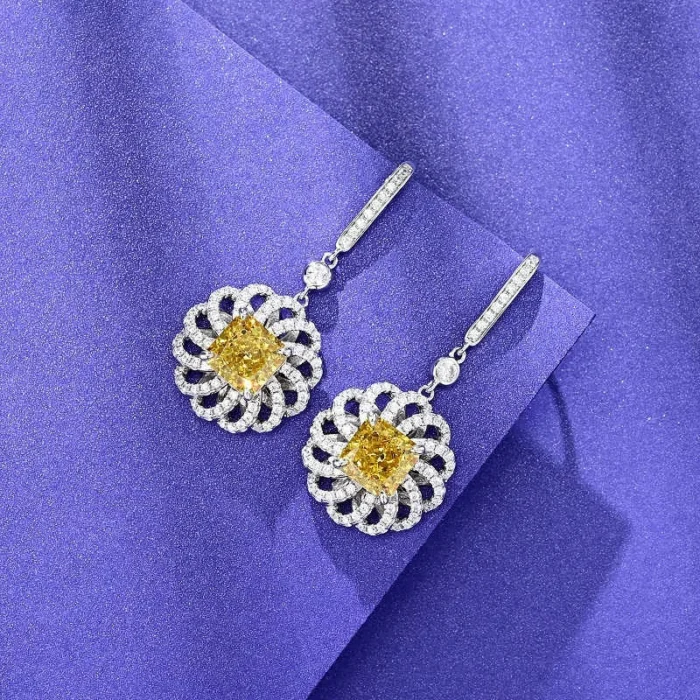 925 Silver Yellow Cubic Zirconia Earrings R0014Y - Image 2