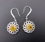 925 Silver Yellow Cubic Zirconia Earrings R0014Y - Image 4