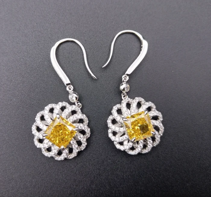 925 Silver Yellow Cubic Zirconia Earrings R0014Y - Image 4