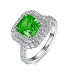 925 Silver Green Cubic Zirconia Ring - Model R0028L