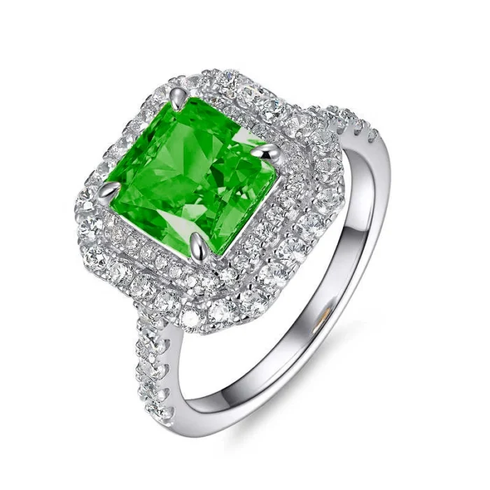 925 Silver Green Cubic Zirconia Ring - Model R0028L - Image 1