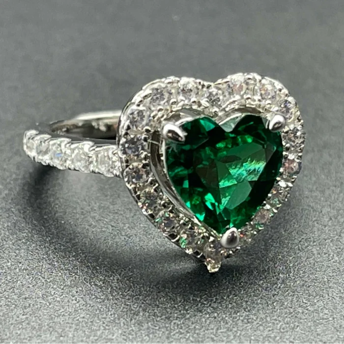 925 Silver Lab-Created Emerald Ring - Model R0035 - Image 4