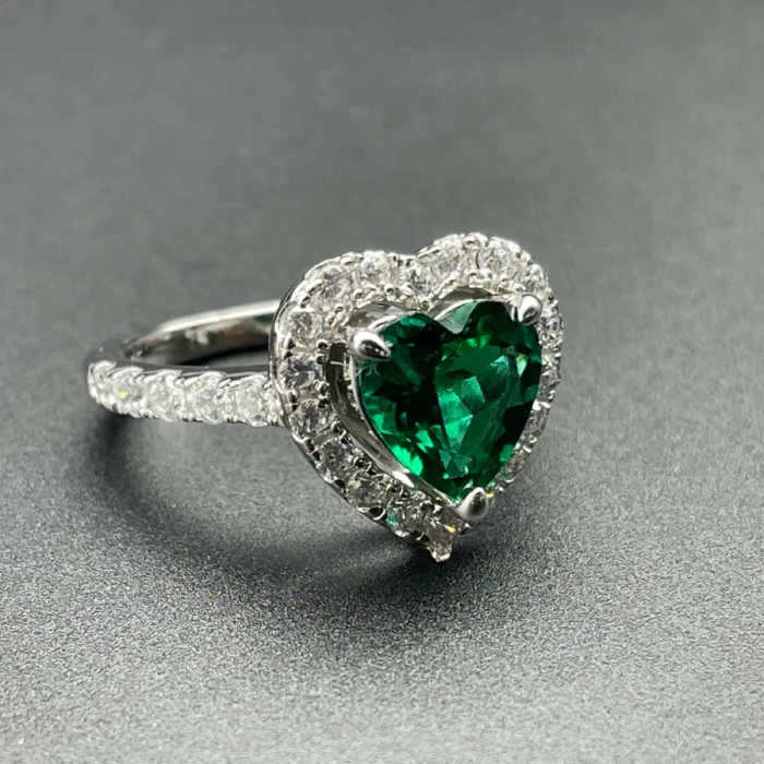 925 Silver Lab-Created Emerald Ring - Model R0035 - Image 5