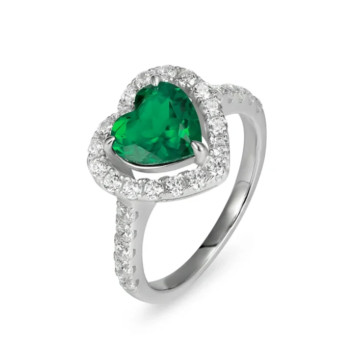 925 Silver Lab-Created Emerald Ring - Model R0035 - Image 1