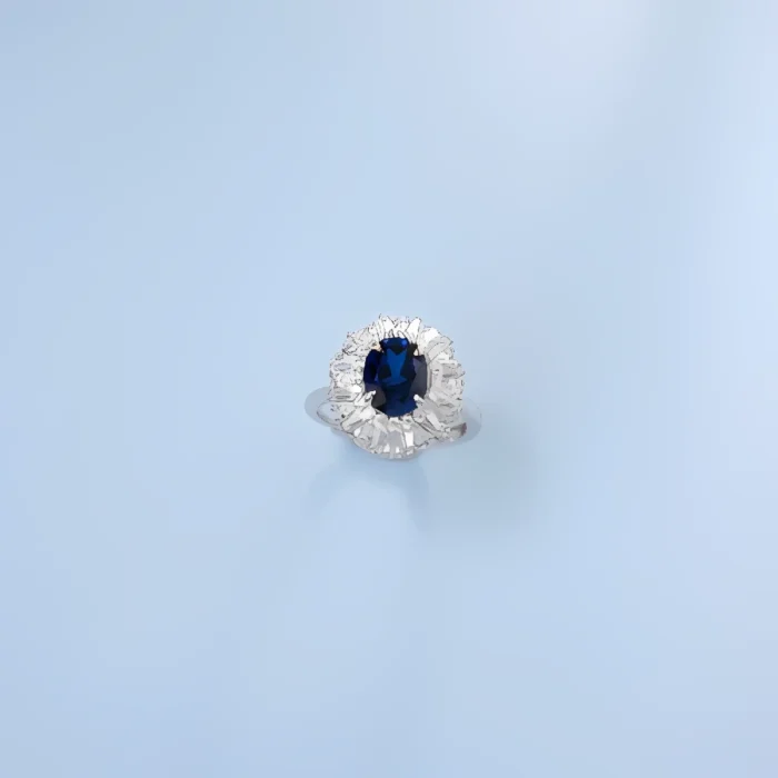 Lab-Created Blue Sapphire Ring in 925 Silver - Model R0099DB - Image 2