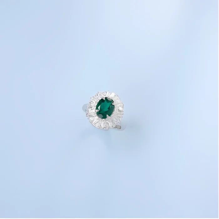 Lab-Created Emerald Ring in 925 Silver - Model R0099L - Image 2