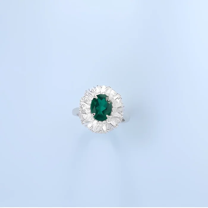 Lab-Created Emerald Ring in 925 Silver - Model R0099L - Image 5