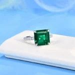 925 Silver Lab-Created Emerald Ring - Model R0130 - Image 2