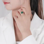 925 Silver Lab-Created Emerald Ring - Model R0130 - Image 4