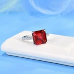 925 Silver Lab-Created Ruby Ring - Model R0130R - Image 2