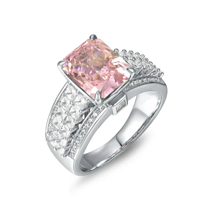 925 Silver Pink Cubic Zirconia Ring - Model R0593F - Image 1