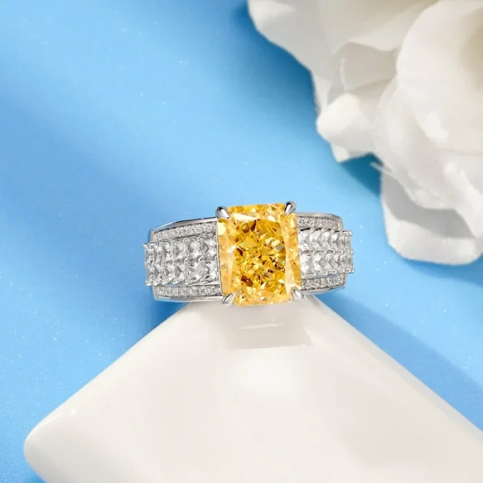 925 Silver Yellow Cubic Zirconia Ring - Model R0593Y - Image 2