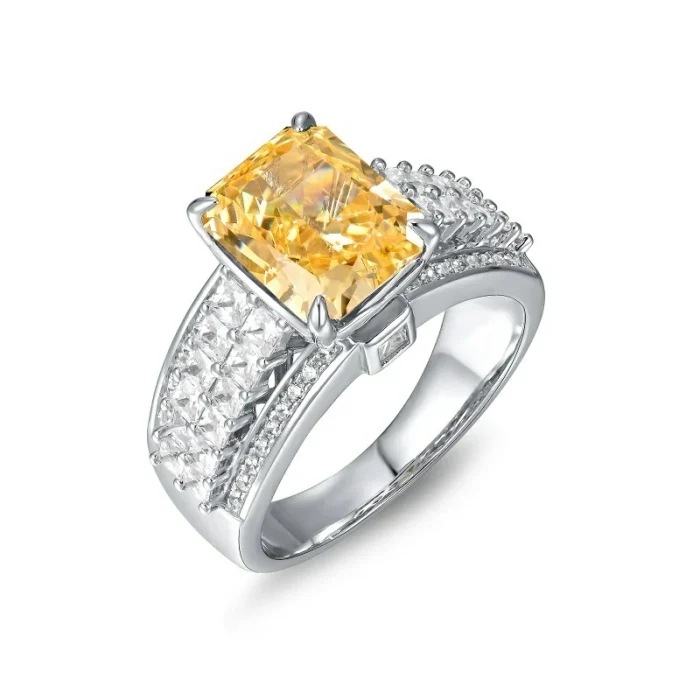 925 Silver Yellow Cubic Zirconia Ring - Model R0593Y - Image 1