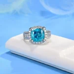 925 Silver Blue Cubic Zirconia Ring - Model R0608B - Image 2