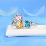 925 Silver Blue Cubic Zirconia Ring - Model R0608B - Image 3