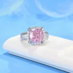 925 Silver Pink Cubic Zirconia Ring - Model R0608F - Image 2